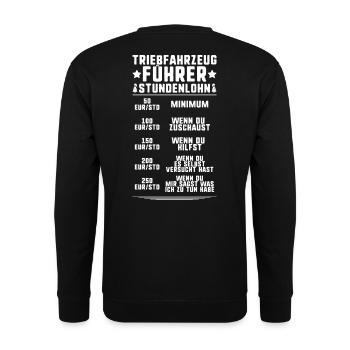 Triebfahrzeugführer Lokführer Train Driver - Unisex Pullover - Schwarz - Hinten - Michal (187cm)