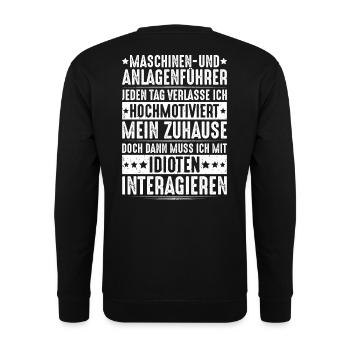 Maschinen- und Anlagenführer Maschinenführer - Unisex Pullover - Schwarz - Hinten - Michal (187cm)