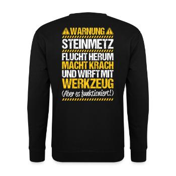 Steinmetz Steinbildhauer Stonemason Stone Mason - Unisex Pullover - Schwarz - Hinten - Michal (187cm)