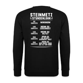 Steinmetz Steinbildhauer Stonemason Stone Mason - Unisex Pullover - Schwarz - Hinten - Michal (187cm)