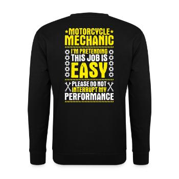 Two-wheel mechatronics engineer Motorcycle Motorcycle Mechanic - Unisex Sweatshirt - black - Back - Alina (178cm)