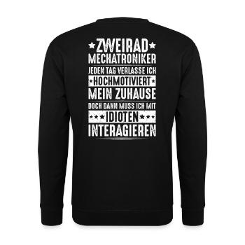 Zweiradmechatroniker Motorrad Motorcycle Mechanic - Unisex Pullover - Schwarz - Hinten - Michal (187cm)