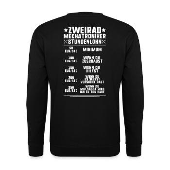 Zweiradmechatroniker Motorrad Motorcycle Mechanic - Unisex Pullover - Schwarz - Hinten - Alina (178cm)