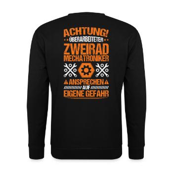 Zweiradmechatroniker Motorrad Motorcycle Mechanic - Unisex Pullover - Schwarz - Hinten - Alina (178cm)