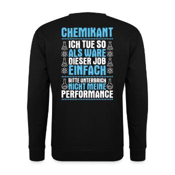 Chemikant Chemikantin chemistry chemical industry - Unisex Sweatshirt - black - Back - Alina (178cm)