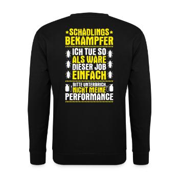 Schädlingsbekämpfer Kammerjäger Exterminator - Unisex Pullover - Schwarz - Hinten - Alina (178cm)