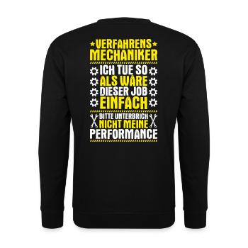 Verfahrensmechaniker Verfahrensmechanikerin - Unisex Pullover - Schwarz - Hinten - Alina (178cm)