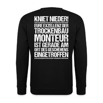 Trockenbaumonteur Trockenbau Drywaller - Unisex Pullover - Schwarz - Hinten - Michal (187cm)