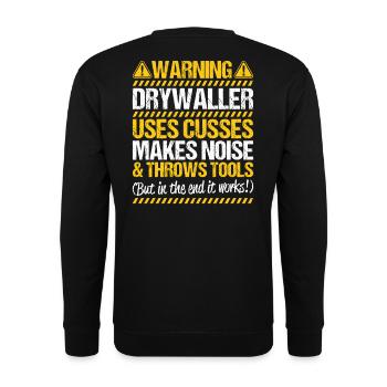 Installateur de cloisons sèches Drywaller - Sweat-shirt Unisexe - noir - Dos - Alina (178cm)
