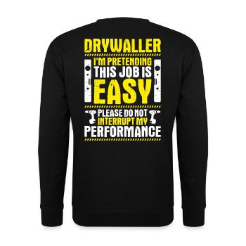 Installateur de cloisons sèches Drywaller - Sweat-shirt Unisexe - noir - Dos - Michal (187cm)