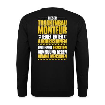 Trockenbaumonteur Trockenbau Drywaller - Unisex Pullover - Schwarz - Hinten - Michal (187cm)