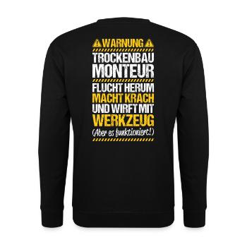 Trockenbaumonteur Trockenbau Drywaller - Unisex Pullover - Schwarz - Hinten - Michal (187cm)