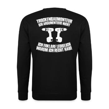 Trockenbaumonteur Trockenbau Drywaller - Unisex Pullover - Schwarz - Hinten - Michal (187cm)