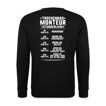 Trockenbaumonteur Trockenbau Drywaller - Unisex Pullover - Schwarz - Hinten - Michal (187cm)