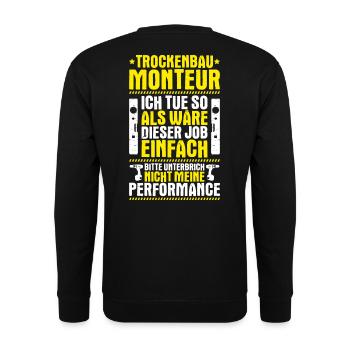 Trockenbaumonteur Trockenbau Drywaller - Unisex Pullover - Schwarz - Hinten - Michal (187cm)
