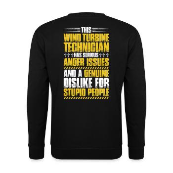 Service Technician Wind Turbines Wind Energy - Unisex Sweatshirt - black - Back - Alina (178cm)