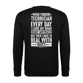 Service Technician Wind Turbines Wind Energy - Unisex Sweatshirt - black - Back - Alina (178cm)