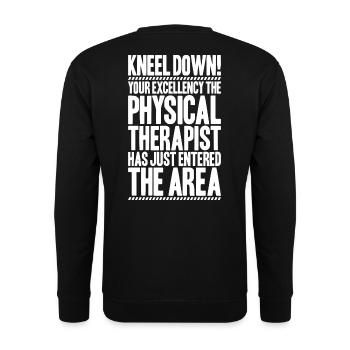 Physiotherapie Physiotherapeut Physical Therapist - Unisex Pullover - Schwarz - Hinten - Alina (178cm)