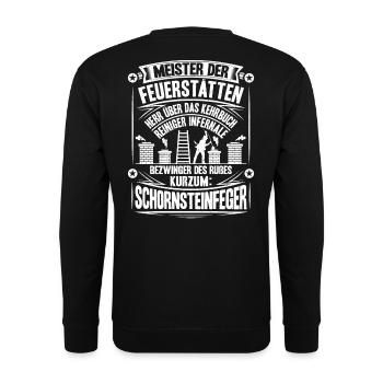 Schornsteinfeger Kaminkehrer Chimney Sweep - Unisex Pullover - Schwarz - Hinten - Michal (187cm)