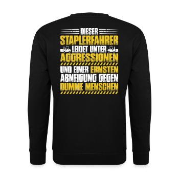 Staplerfahrer Gabelstaplerfahrer Forklift Operator - Unisex Pullover - Schwarz - Hinten - Alina (178cm)