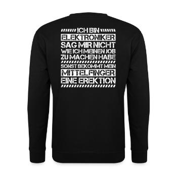 Elektroniker Elektriker Electrician Lineman - Unisex Pullover - Schwarz - Hinten - Michal (187cm)