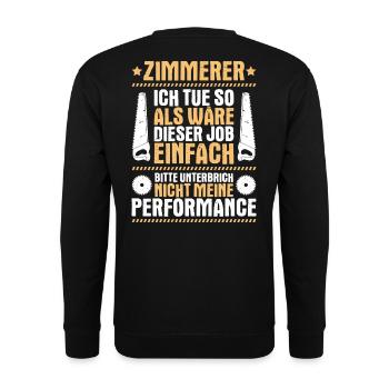 Zimmerer Zimmermann Zimmerei Carpenter Carpentry - Unisex Pullover - Schwarz - Hinten - Michal (187cm)