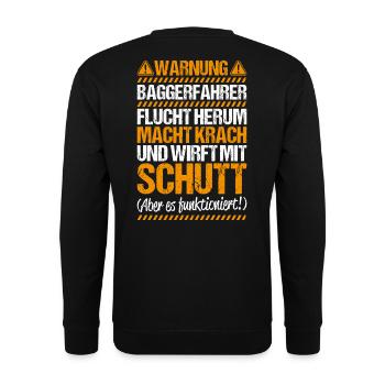 Baggerfahrer Baggerführer Heavy Equipment Operator - Unisex Pullover - Schwarz - Hinten - Michal (187cm)