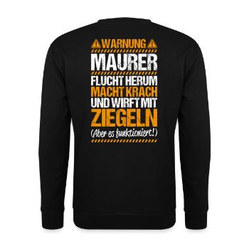 Maurer Maurermeister Mauerwerk Bricklayer Mason - Unisex Pullover - Schwarz - Hinten - Michal (187cm)