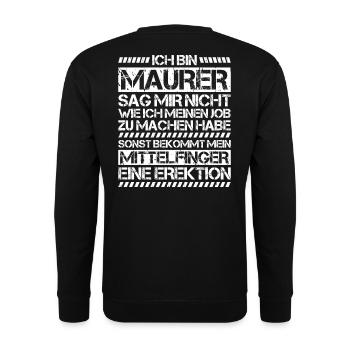 Maurer Maurermeister Mauerwerk Bricklayer Mason - Unisex Pullover - Schwarz - Hinten - Michal (187cm)