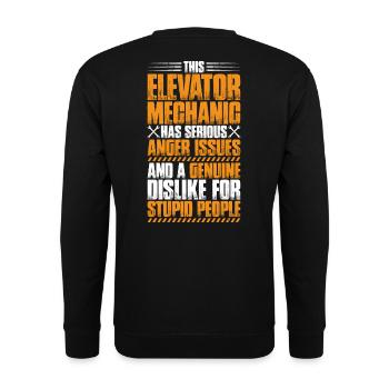 Aufzugsmonteur Aufzugsmechaniker Elevator Mechanic - Unisex Pullover - Schwarz - Hinten - Alina (178cm)