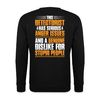 Sondengänger Sondler Metalldetektor Detectorist - Unisex Pullover - Schwarz - Hinten - Alina (178cm)