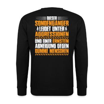 Sondengänger Sondler Metalldetektor Detectorist - Unisex Pullover - Schwarz - Hinten - Michal (187cm)