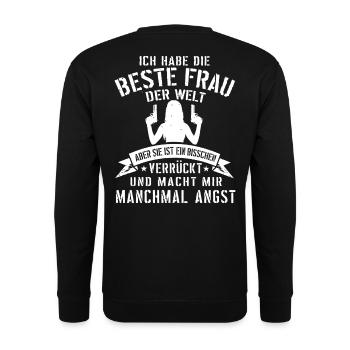 Super lustiges Geschenk für Ehemann mit verrückter - Unisex Pullover - Schwarz - Hinten - Michal (187cm)