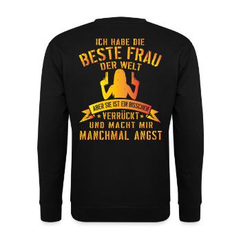 Super lustiges Geschenk für Ehemann mit verrückter - Unisex Pullover - Schwarz - Hinten - Michal (187cm)