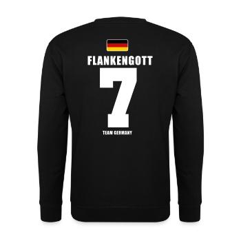 Deutschland Fussball Flankengott Fußball - Unisex Pullover - Schwarz - Hinten - Michal (187cm)