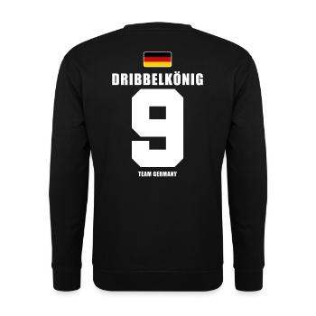 Deutschland Fussball Dribbelkönig Nr.9 Fußball - Unisex Pullover - Schwarz - Hinten - Michal (187cm)