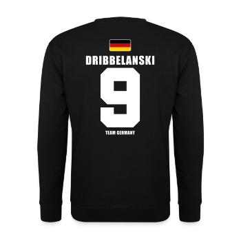 Deutschland Fussball Dribbelanski Fußball - Unisex Pullover - Schwarz - Hinten - Michal (187cm)