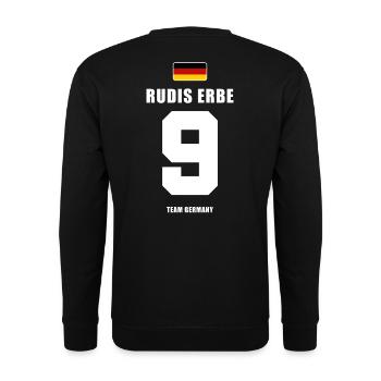 Deutschland Fussball Rudis Erbe Fußball - Unisex Pullover - Schwarz - Hinten - Michal (187cm)