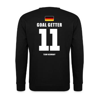 Deutschland Fussball Stürmer Fußball - Unisex Pullover - Schwarz - Hinten - Michal (187cm)
