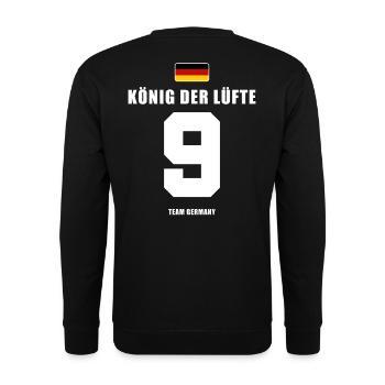 Deutschland Fussball Stürmer Fußball - Unisex Pullover - Schwarz - Hinten - Michal (187cm)