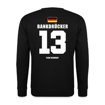Deutschland Fussball Stürmer Fußball - Unisex Pullover - Schwarz - Hinten - Michal (187cm)
