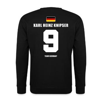 Deutschland Fussball Stürmer Fußball - Unisex Pullover - Schwarz - Hinten - Michal (187cm)