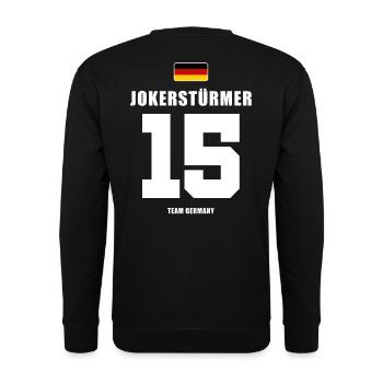 Deutschland Fussball Stürmer Fußball - Unisex Pullover - Schwarz - Hinten - Michal (187cm)