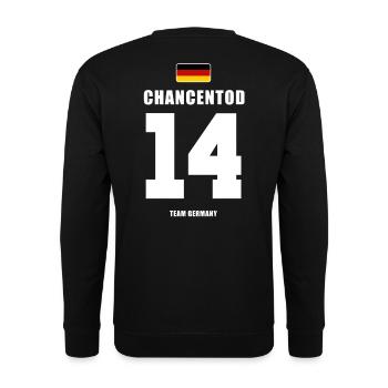 Deutschland Fussball Stürmer Fußball - Unisex Pullover - Schwarz - Hinten - Michal (187cm)