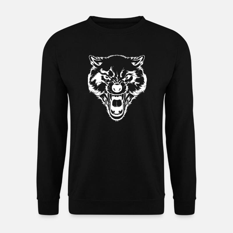 Wolf - Werwolf - Doppeldruck - Wolfskopf - Unisex Pullover - Schwarz