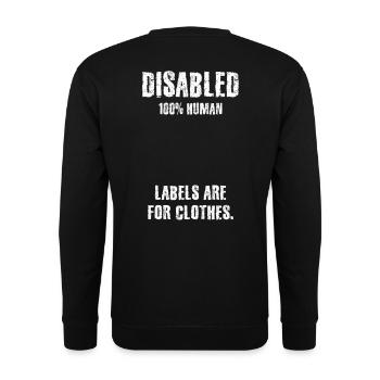 Solidarity, Disability, Handicap, Inclusion - Unisex Sweatshirt - black - Back - Alina (178cm)
