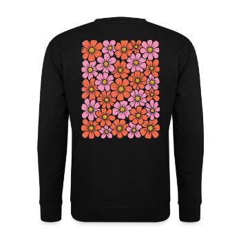 Retro Groovy Flowers – 70s Folk Art Screenprint De - Unisex Sweatshirt - black - Back - Alina (178cm)