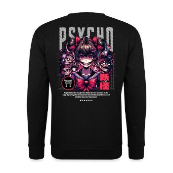 Psycho Madness: Anime Horror Girl - Unisex Pullover - Schwarz - Hinten - Michal (187cm)