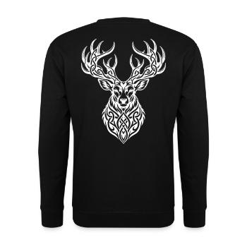 Majestätischer Hirsch mit nordischer Knotenarbeit - Unisex Pullover - Schwarz - Hinten - Michal (187cm)