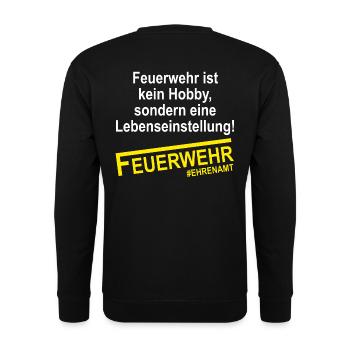 Feuerwehr ist kein Hobby Ehrenamt - Unisex Pullover - Schwarz - Hinten - Alina (178cm)